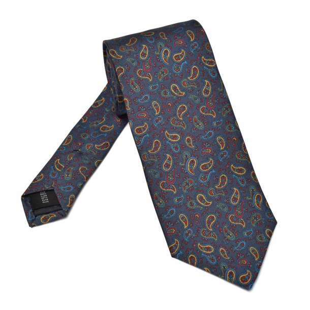 Elegancki granatowy krawat jedwabny Hemley we wzór paisley