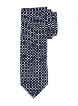 Granatowy jedwabny krawat Profuomo w biały wzór