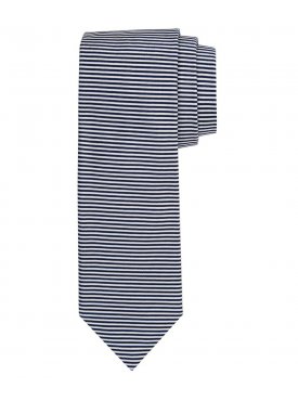 Jedwabny krawat Profuomo w biało granatowe poziome paski