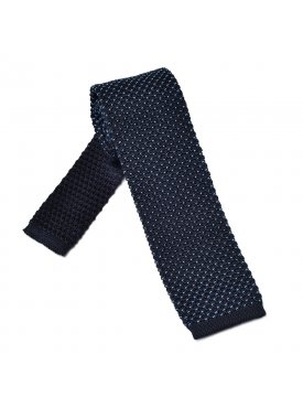 Granatowy krawat knit Hemley w błękitne kropeczki