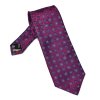 Elegancki DŁUGI różowy jedwabny krawat Hemley w błękitny wzór