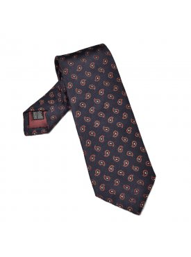Granatowy krawat jedwabny we wzór paisley