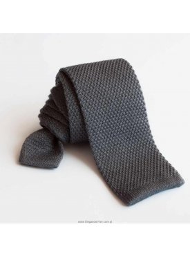 Szary wełniany krawat z dzianiny (knit)
