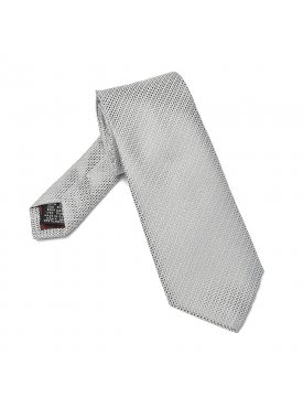 Szary jedwabny krawat Van Thorn w stalowy drobny wzór