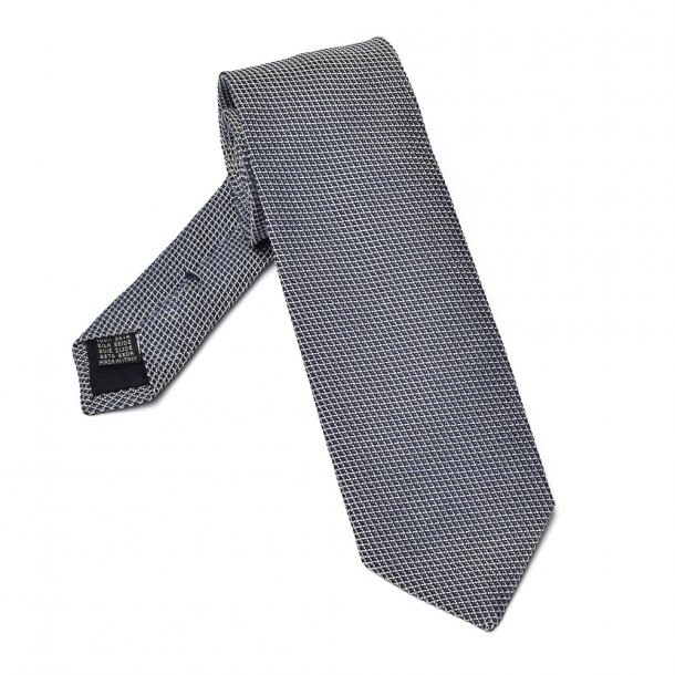 Elegancki granatowy krawat z grenadyny Van Thorn z białym wykończeniem