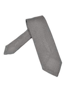 Elegancki szary krawat z grenadyny o drobnym splocie bez podszewki