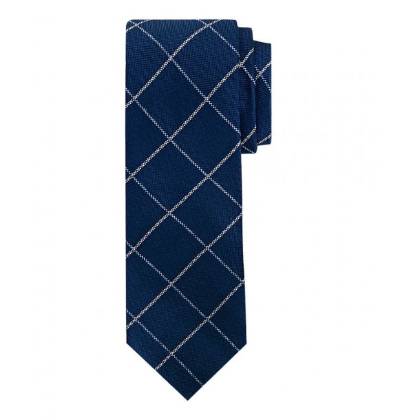 Elegancki granatowy krawat jedwabny w dużą kratę Profuomo