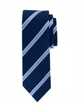 Elegancki granatowy krawat jedwabny w paski Profuomo
