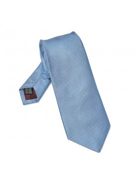 Elegancki błękitny krawat jedwabny Van Thorn o prostym splocie
