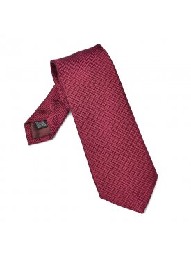 Elegancki ciemnoróżowy krawat jedwabny Van Thorn o prostym splocie
