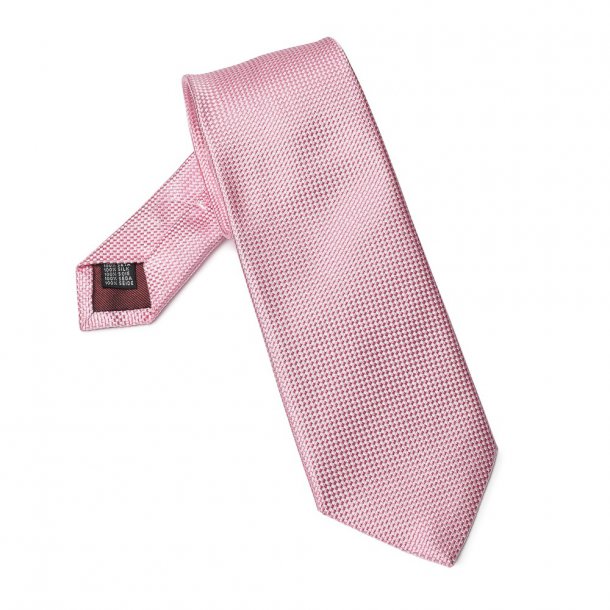 Elegancki jasnoróżowy krawat jedwabny Van Thorn o prostym splocie