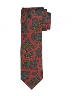 Czerwony jedwabny krawat Profuomo Vintage we wzór paisley