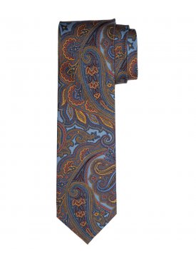 Błękitny jedwabny krawat Profuomo Vintage w turecki wzór