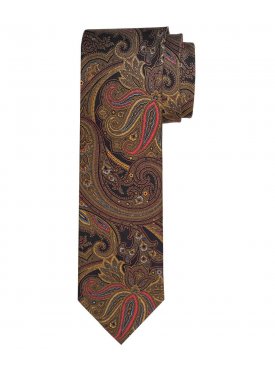 Czarny jedwabny krawat Profuomo Vintage w turecki wzór