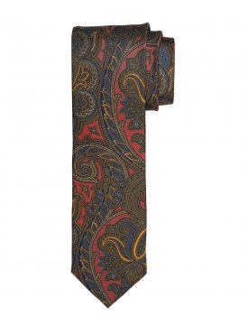 Czerwony jedwabny krawat Profuomo Vintage w turecki wzór
