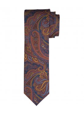 Granatowy jedwabny krawat Profuomo Vintage w turecki wzór