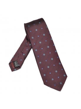 Elegancki bordowy krawat VAN THORN w bordowy i błękitny wzór