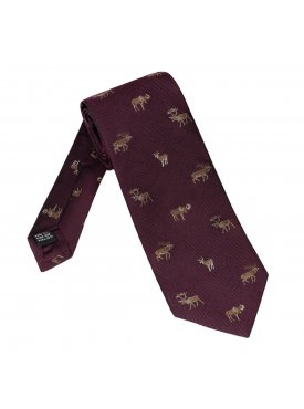 Elegancki krawat Laco w kolorze oberżyny w leśne zwierzęta