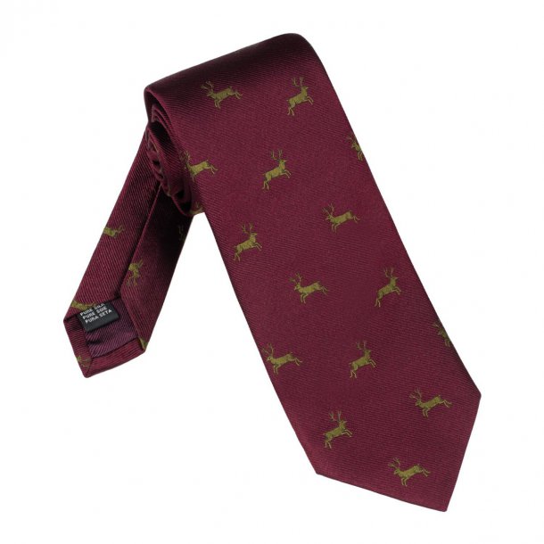 Elegancki bordowy krawat jedwabny Laco w jelonki