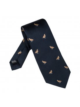 Elegancki granatowy krawat jedwabny Laco we wzór w kuropatwy