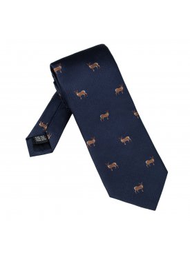Elegancki granatowy krawat jedwabny Laco w jelenie