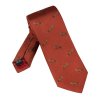 Elegancki miedziany krawat jedwabny Laco w lisy