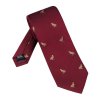 Elegancki bordowy krawat jedwabny Laco we wzór w kuropatwy