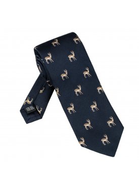 Elegancki granatowy krawat jedwabny Laco w sarenki
