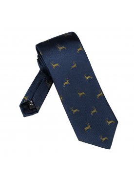 Elegancki granatowy krawat jedwabny Laco w jelonki