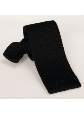 Czarny krawat wełniany z dzianiny / knit