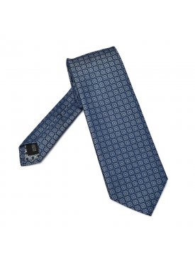 Niebieski jedwabny krawat we wzór