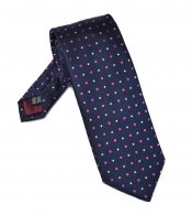 Elegancki granatowy krawat VAN THORN w kropki