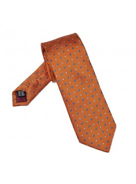 Elegancki pomarańczowy krawat VAN THORN w kropki