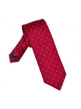 Elegancki czerwony krawat VAN THORN w kropki