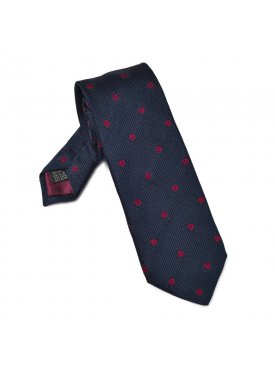 Elegancki granatowy krawat VAN THORN z grenadyny w kwadraty