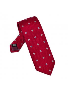Elegancki czerwony krawat VAN THORN w kwadraty
