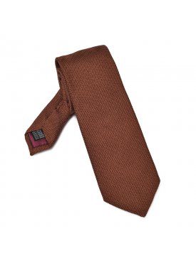 Elegancki krawat VAN THORN w kolorze rdzy z grenadyny DŁUGI