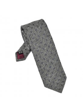 Elegancki szary krawat VAN THORN z szantungu we wzór paisley