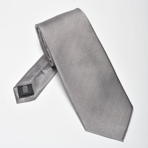 Szary krawat jedwabny o skośnym splocie