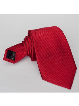 Czerwony krawat jedwabny, skośny splot