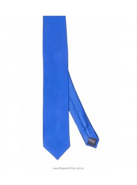 Niebieski Krawat jedwabny w skośne prążki, wąski 6,5cm