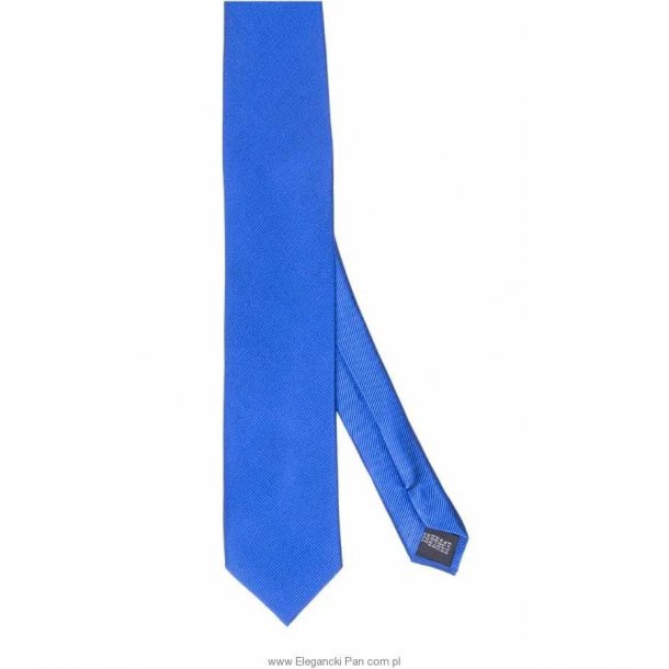 Niebieski Krawat jedwabny w skośne prążki, wąski 6,5cm