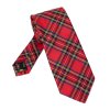 Jedwabny krawat czerwony VAN THORN w szkocką kratę