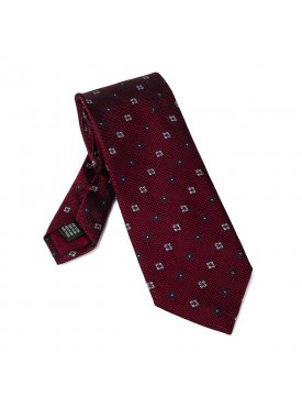 Krawat jedwabny bordowy w kwiaty VAN THORN 