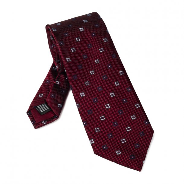 Krawat jedwab bordo w kwiaty