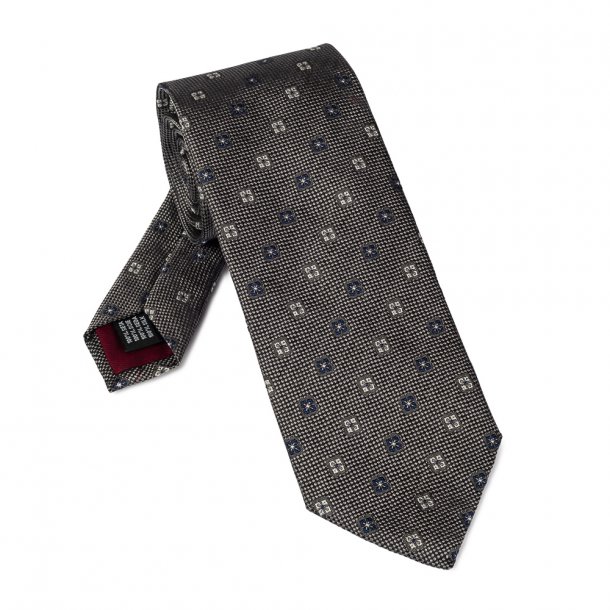 szary krawat w kwiaty