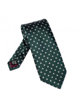 Krawat jedwabny VAN THORN zielony w biały wzór