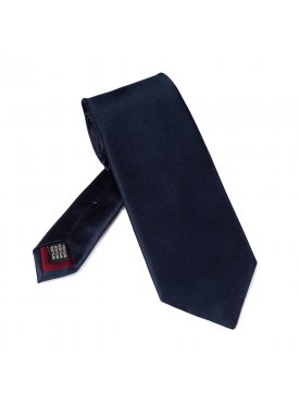 Granatowy krawat z jedwabnej satyny VAN THORN