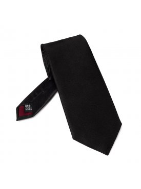 Czarny krawat z jedwabnej satyny VAN THORN 