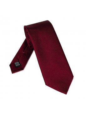 Długi krawat jedwabny bordowy ze strukturą VAN THORN 